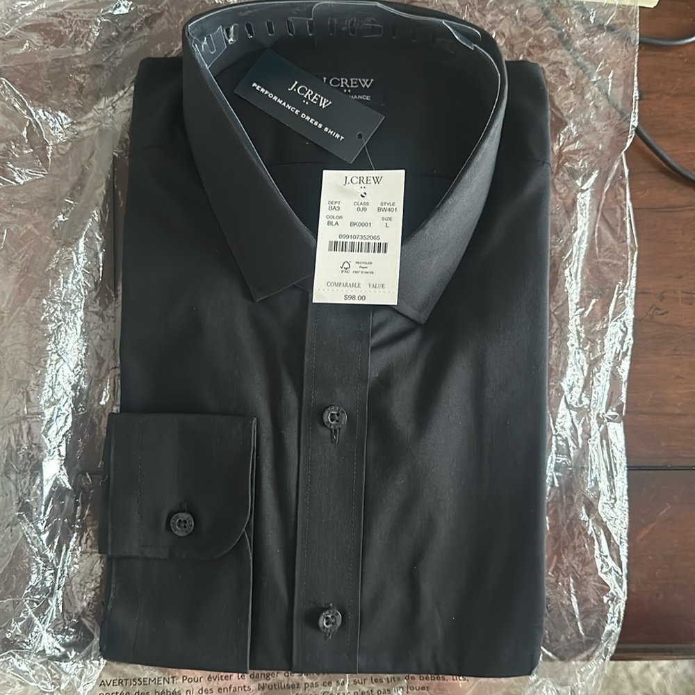 Black J.Crew performance dress shirt, size large